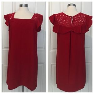 Anthropologie Red Ruffle Dress